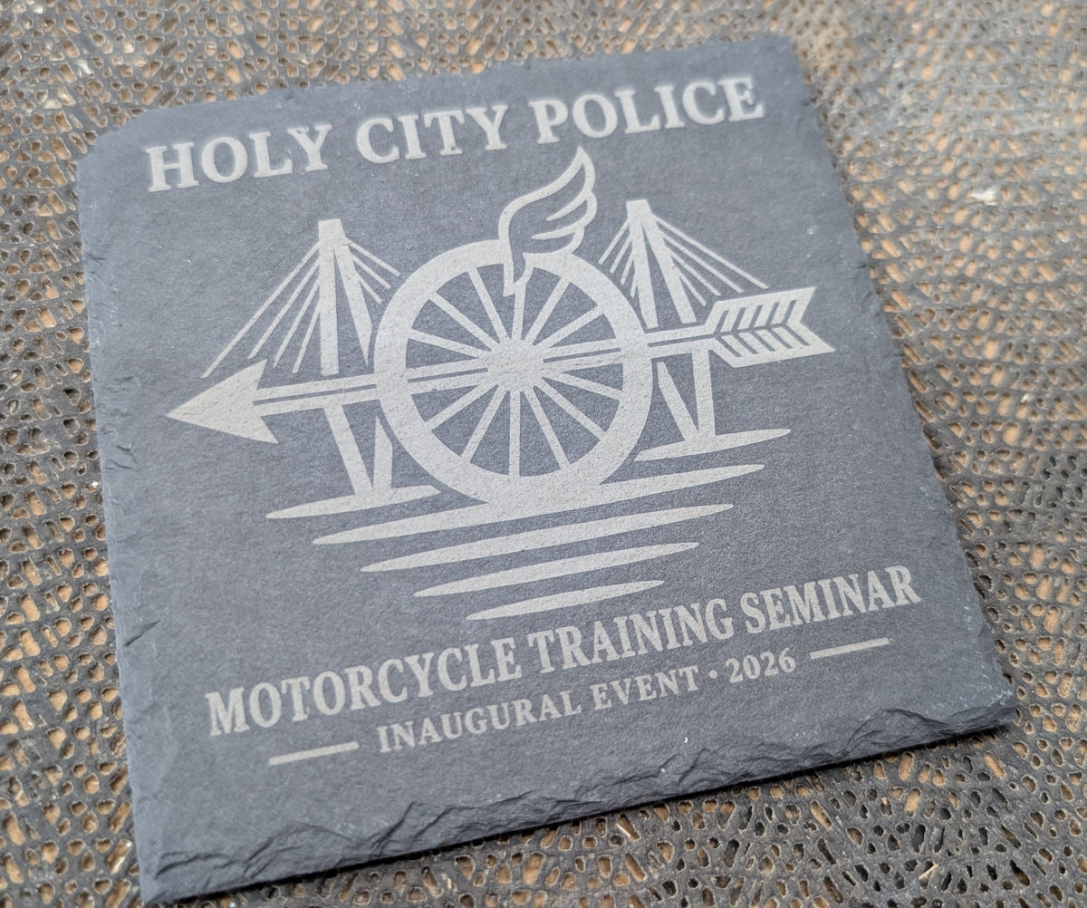 Holy City Police Motorcycle Training Seminar Slate Coaster